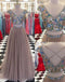 Sparkly Two Pieces Tulle V-neck Cap Sleeves Prom Dresses, Newest Fashion Dresses, PD0476