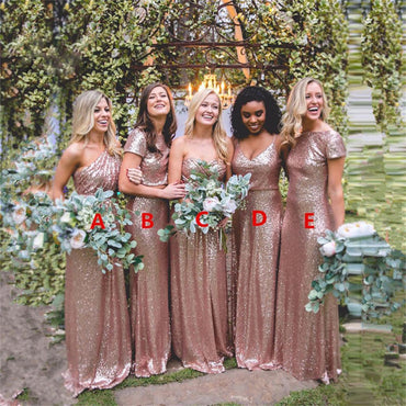 2019 Cheap Mismatched Sequin New Custom Formal Bridesmaid Dresses, Prom Dress, PD0370 - SposaBridal