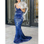 Saprkly Sequin Hot Slae Blue Backless Prom Dresses, Spaghetti Straps Long Evening Party Dresses, PD1132