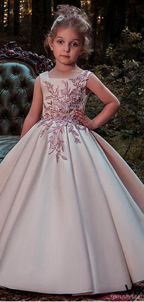 Satin Formal A-ling Affordable Cheap Elegant Flower Girl Dresses, Junior Bridesmaid Dresses, FG111