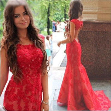 long red prom dress , open back mermaid free custom bridesmaid dresses , PD0217