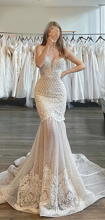 Sexy Vintage Sweetheart Strapless Mermaid Lace Long Wedding Dress, WD3004
