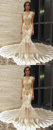 Sexy Mermaid Lace  Party Prom Dresses, Long Train Long Custom Made Wedding Dresses ,PD0533