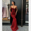 Charming Sexy Spaghetti Straps Cheap Silver Red Sequins Mermaid Long Prom Dresses, PD0978