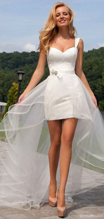 Sexy Sweetheart Mermaid Lace Short Tulle Detachable Wedding Dress, WD3040