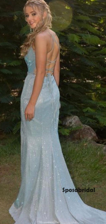 Sexy Sweetheart Spaghetti Strap Side Slit Mermaid Long Prom Dress, PD3027