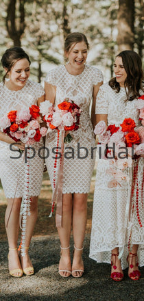 Short Lace Mismtched Most Popular Beach Bridesmaid Dresses WG864