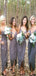 Short Spaghetti Straps Gray Unique Modest Bridesmaid Dresses WG705