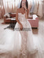 Sexy Spaghetti Straps Lace Mermaid Long Romantic Wedding Dresses, WD0522