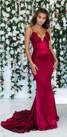 Spaghetti Straps Mermaid Sexy Modest Simple Long Fashion Tren 2019 Prom Dresses with lace, PD1217