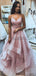 A-line Cheap Spaghetti Straps Pink Simple Modern High Quality Carming Long Prom Dresses PD1658