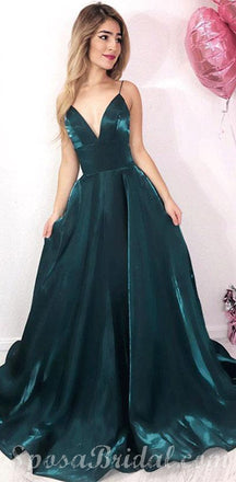 Spaghetti Straps Simple Custom Made Long Prom Dresses, Most Popular Prom Dress , PD1341