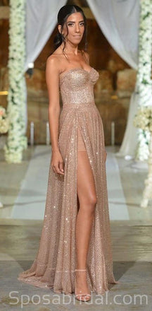 Sparkle Sweetheart Prom Dress with Side-Slit, Stunning Modest Simple Prom Dresses, PD1365