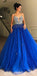 Sparkly Blue Tulle A-line Prom Dresses, Ball Gown , Modest Fashion New Princess Prom Dress, PD1376