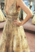 Sparkly Charming Custom Gold V Neck Shininig Gorgeous Long Prom Dresses, Party Dress ,PD1321