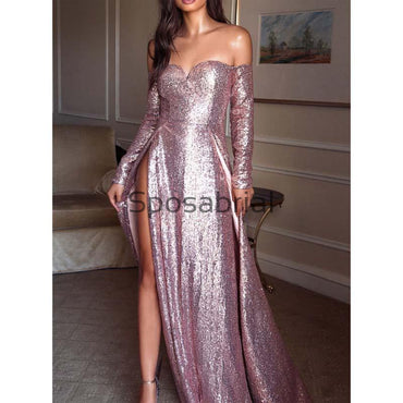 Sparkly Sequin Sexy Long Sleeves Sweetheart Fashion Prom Dresses PD2094