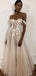 Sweetheart Unique Off the Shoulder Ivory A-line Long Beach Wedding Dress, WD0587