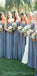 Sweetheart Chiffon A line Cheap Dusty Blue Floor-length Long Popular Birdesmaid Dresses, WG557