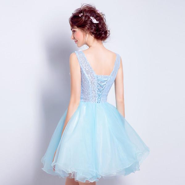 Custom Popular Fashion Homecoming Dress, Short V Neck Pretty Lace Up Back Prom Dress , PD0349