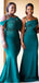 Teal Mismatched Dark Green Mermaid Long Fall Bridesmaid Dresses, WG925