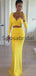 Two Pieces Yellow Mermaid Long Sleeves Simple Popular Prom Dresses, Prom dress PD1899
