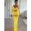 Two Pieces Yellow Mermaid Long Sleeves Simple Popular Prom Dresses, Prom dress PD1899