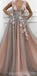 Unique  A-Line  V-Neck Custom Pretty High Qulaity Long Prom Dresses, Formal Evening Dresses,PD1189