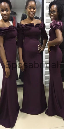 Unqiue Off the Shoulder Purple Mermaid Bridesmaid Dresses WG738