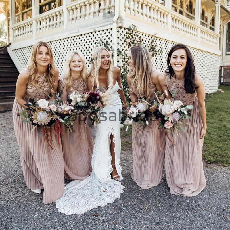 Unqiue Top Lace Scoop Long Popular Bridesmaid Dresses Online WG740