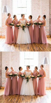 V-Neck Chiffon Long Cheap Popular Best Sale High Quality Bridesmaid Dresses