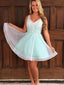 Cheap Simple Cute V Neck Mint Homecoming Dresses, CM494