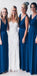 V Neck Simple Hot Sale Floor-Length Free Custom Soft  Bridesmaid Dresses, WG409