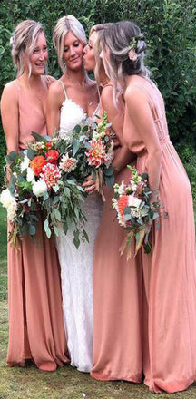 V Neck Unique Design Elegant Formal Chiffon Floor Length Bridesmaid Dresses , WG408