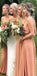 V Neck Unique Design Elegant Formal Chiffon Floor Length Bridesmaid Dresses , WG408