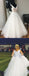 V Neck White Rhinestone Cheap A-line Custom Wedding Dresses Online, WD348
