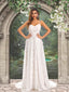 Spaghetti Straps V-neck Bohemian Lace A-line Long Wedding Dress, WD3097