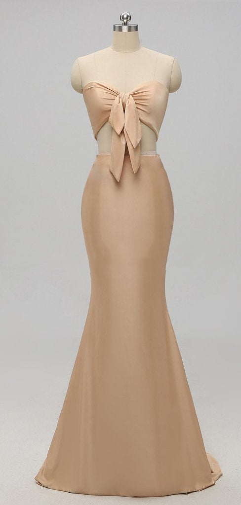 Elegant A-line Sexy V Neck Gold Long Modest Side-slit Bridesmaid Dress, WG239