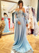 Sexy Floral Blue Strapless Sweetheart A-line Long Prom Dress, PD3495