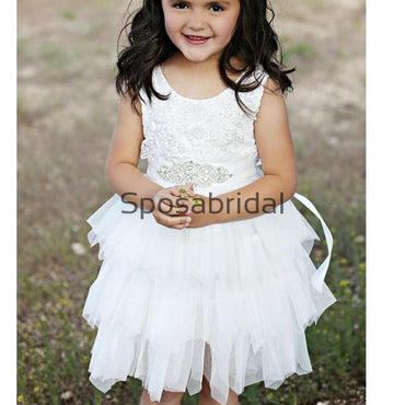 White Tulle Cute Lace Unique Lovely Custom Flower Girl Dresses, FG132