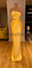 Yellow Satin Mermaid Long Unique Formal Elegant Prom Dresses PD2254
