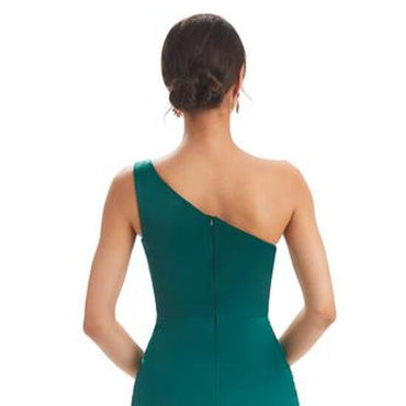 A-line One Shoulder Green Burgundy  Prom Dresses PD2351