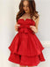Elegant Red Bow Simple Cheap A-line Short Homecoming Dresses, CM592