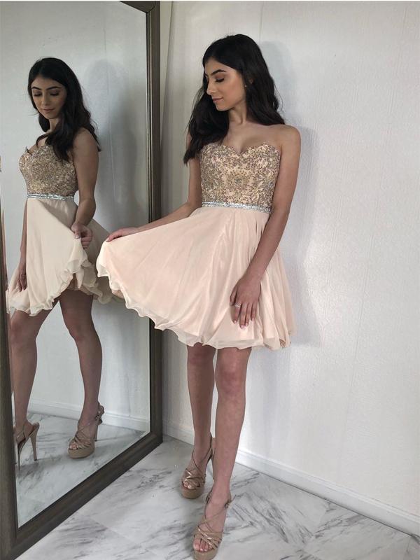 Charming Sweetheart Lace Beaded Short Cheap Homecoming Dresses Online, CM581 - SposaBridal