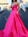 Sexy Hot Pink V-neck Halter Criss Cross A-line Long Prom Dress, PD3032