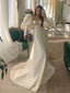 Elegant Bubble Shoulder Beige Sweetheart A-line Long Tail Wedding Dress, WD3079