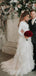 Elegant Full Neck Long Sleeves Open Back Ruffle Long Train Wedding Dress, WD3049