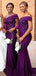 Elegant Mulberry Purple One-shoulder Lace Top Mermaid Long Bridesmaid Dress, BD3196