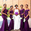 Elegant Mulberry Purple One-shoulder Lace Top Mermaid Long Bridesmaid Dress, BD3196