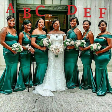 Emerald Green Mismatched Mermaid Long Bridesmaid Dress, BD3153