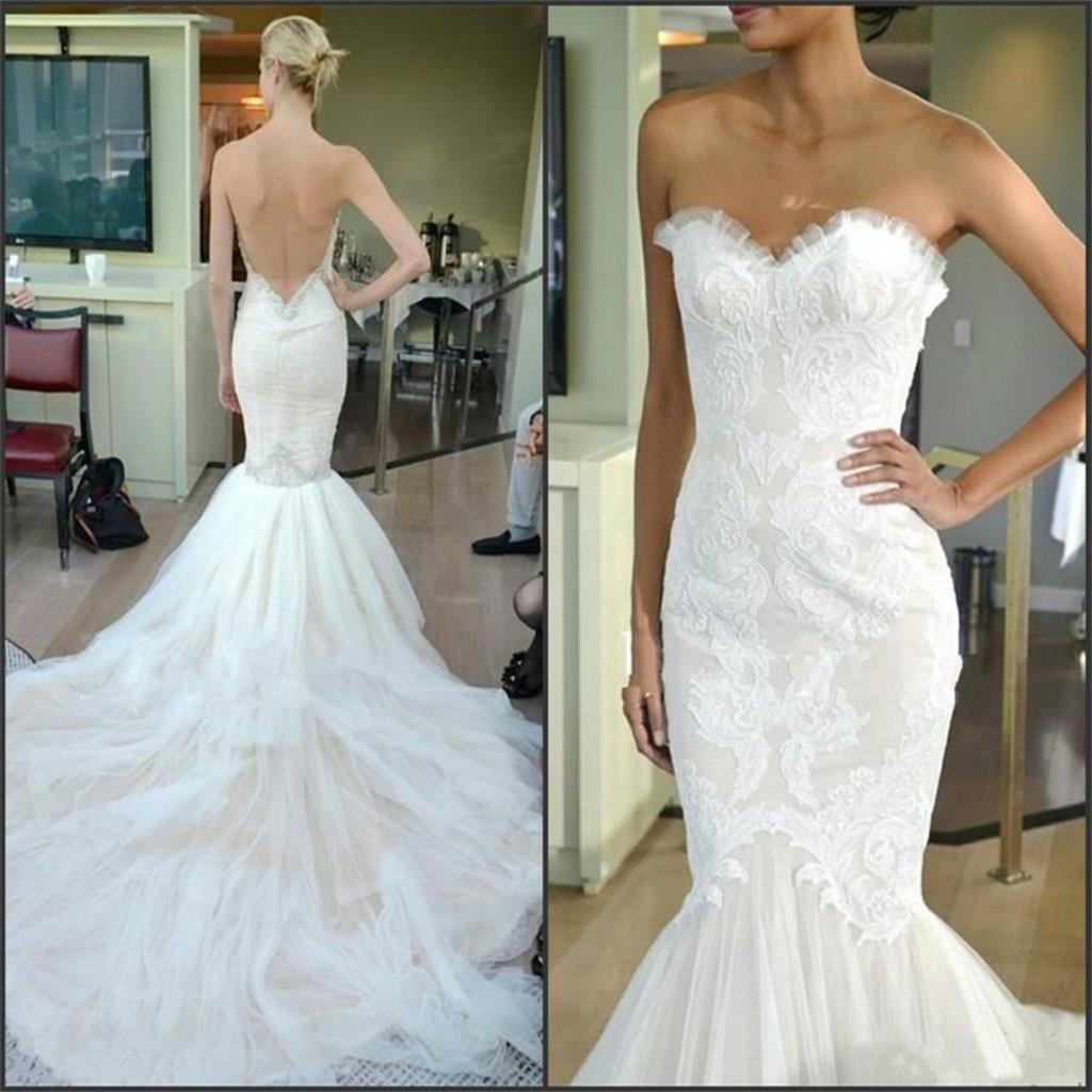 Charming Mermaid Tulle and Lace Sweetheart V back Unique  Wedding Dress On sales, PD0388 - SposaBridal
